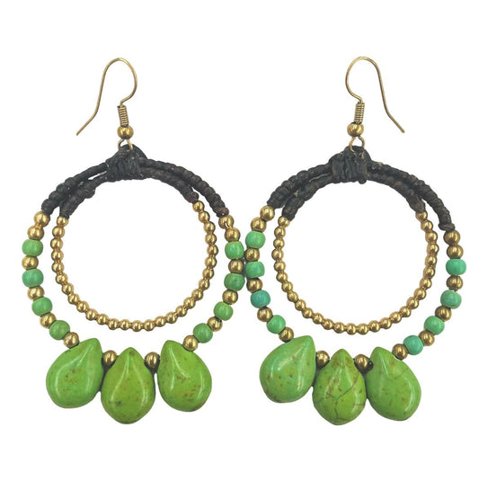 Green Agate Hoop Earrings