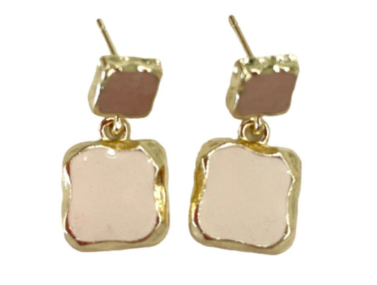 Pink & Cream Square Earrings
