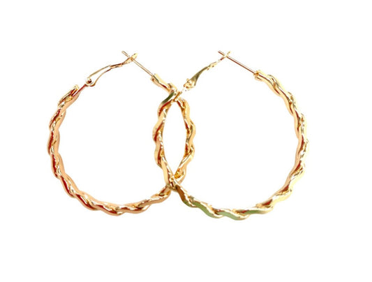 Gold Plaited Hoop Earrings