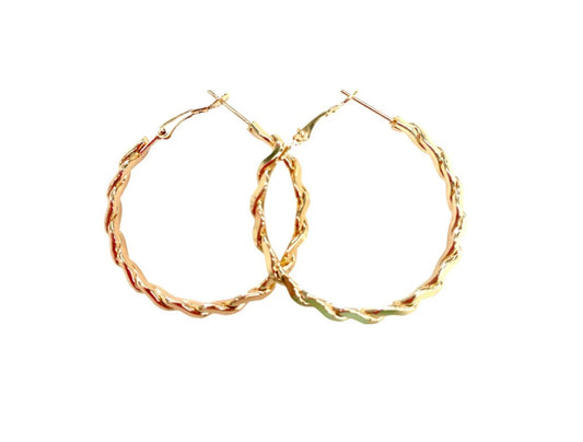 Gold Plaited Hoop Earrings