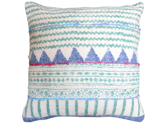 Thick cotton kilim cushion in blue