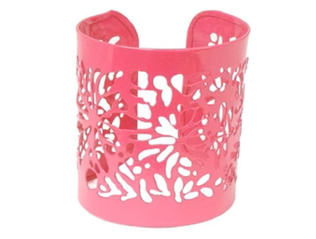 Pink Cutout Enamel Cuff Bracelet