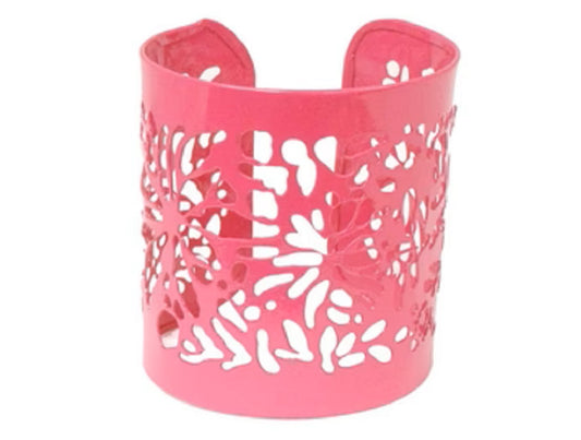 Pink Cutout Enamel Cuff Bracelet