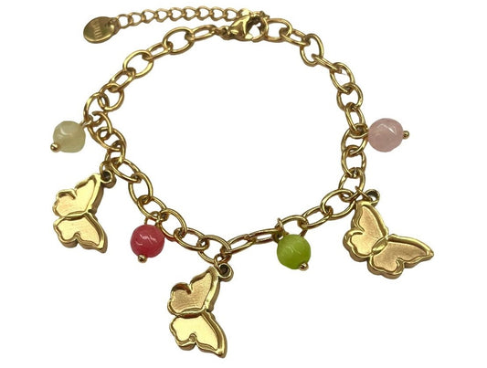 Beaded Butterfly Charm Bracelet