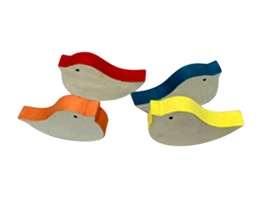 Set of 4 Wooden Birds