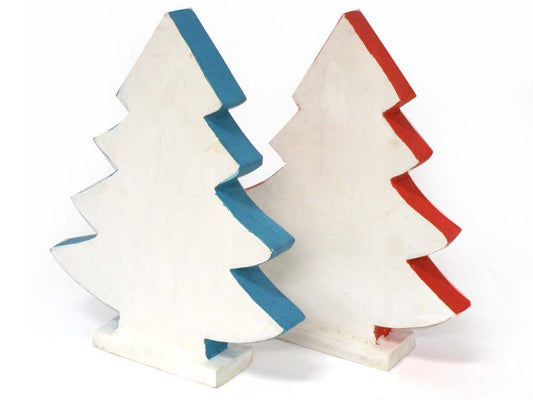 set/2 wood Christmas trees 28cm