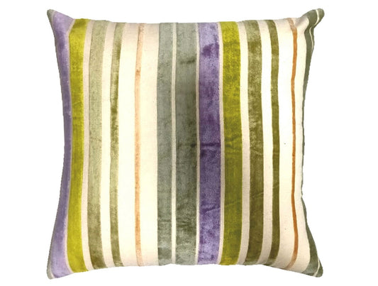 Cream Striped Velvet Cushion
