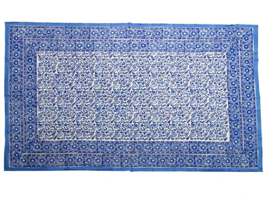 Large Rectangular Block Print Cotton Tablecloth