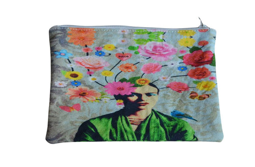 Cotton Cosmetic Pouch with Floral Frida Design