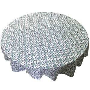 Turquoise / blue round tablecloth 220cm