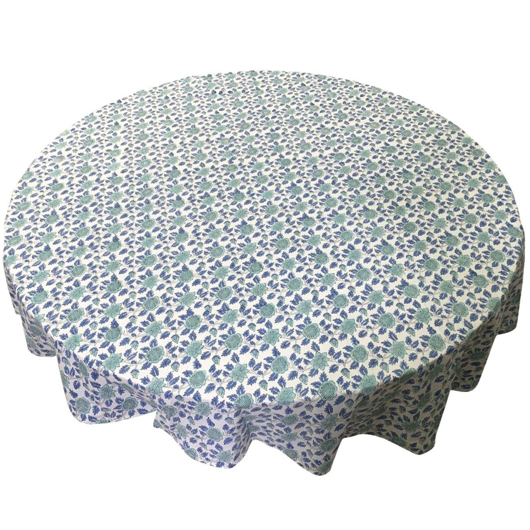 Round Block Print Tablecloth