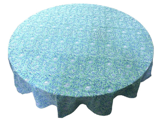 Round Tablecloth with Block Print