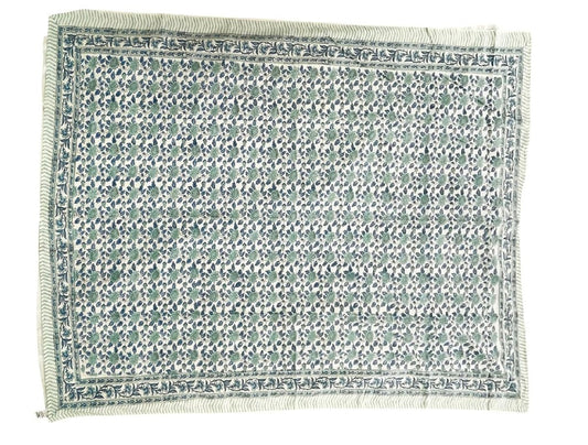 Turquoise/blue floral print tablecloth