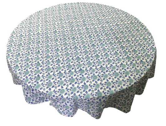 Round Block Print Tablecloth
