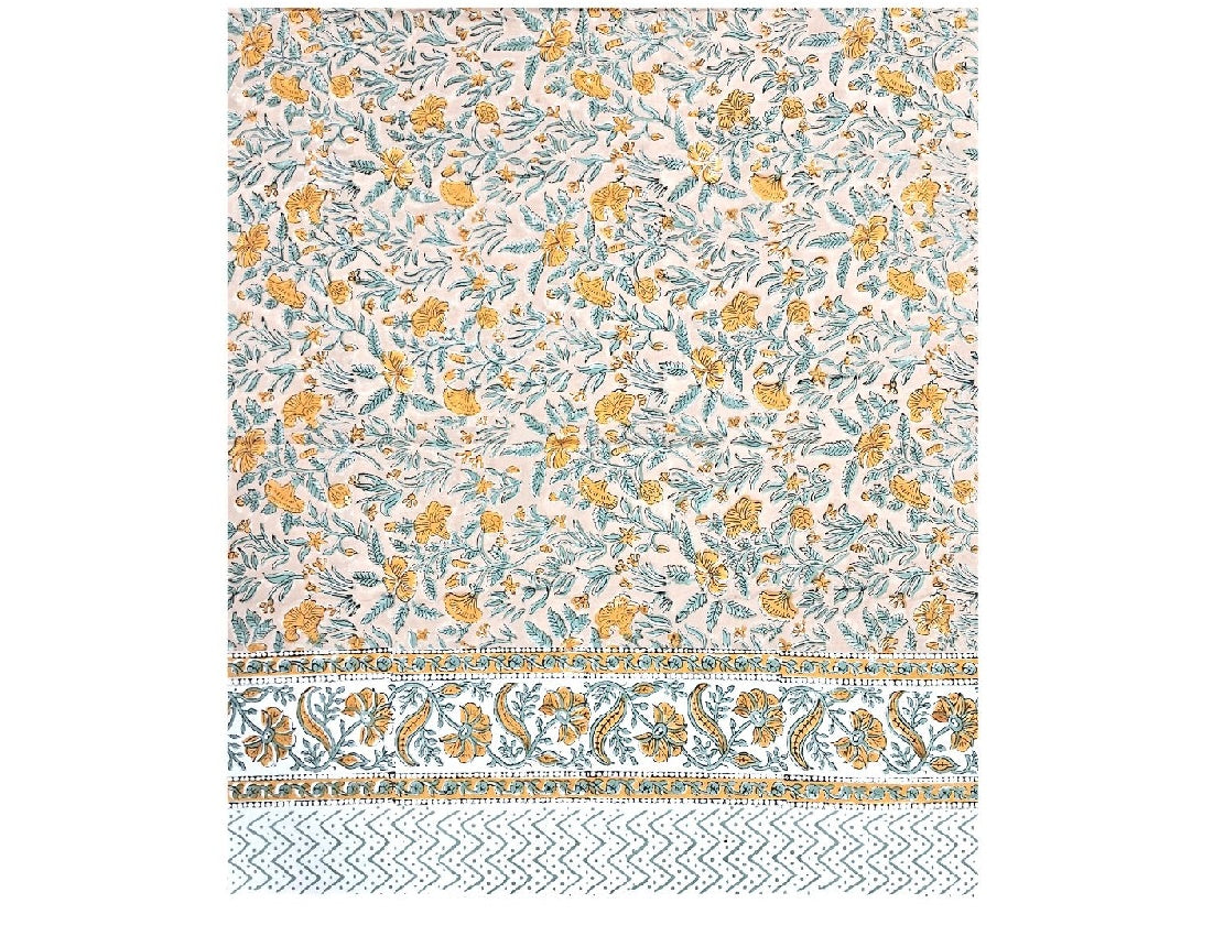 Large Rectangular Block Print Tablecloth