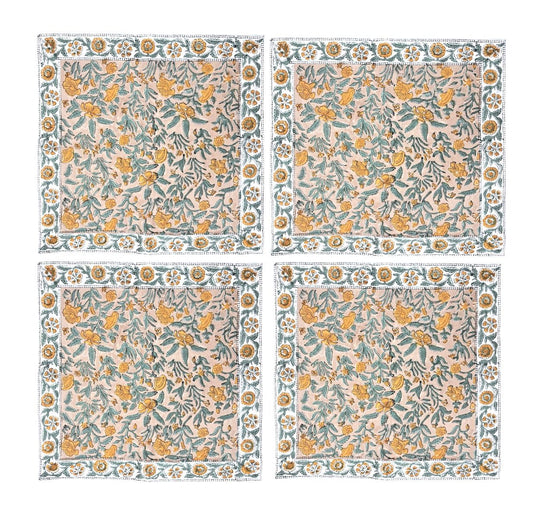 Set of 4 block print napkins