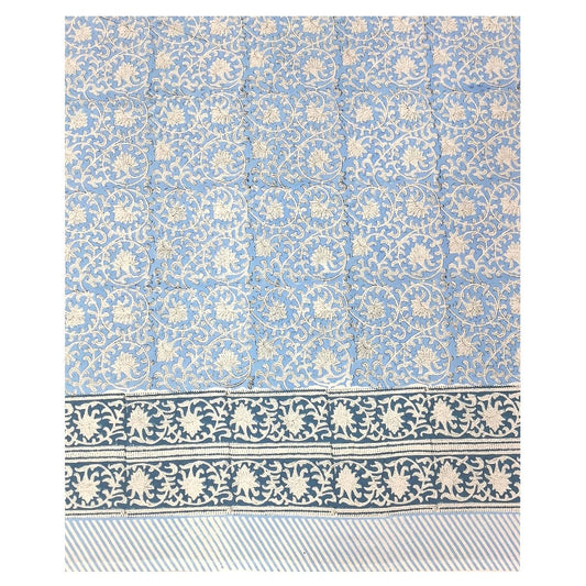 Rectangular Block Print Denim Tablecloth