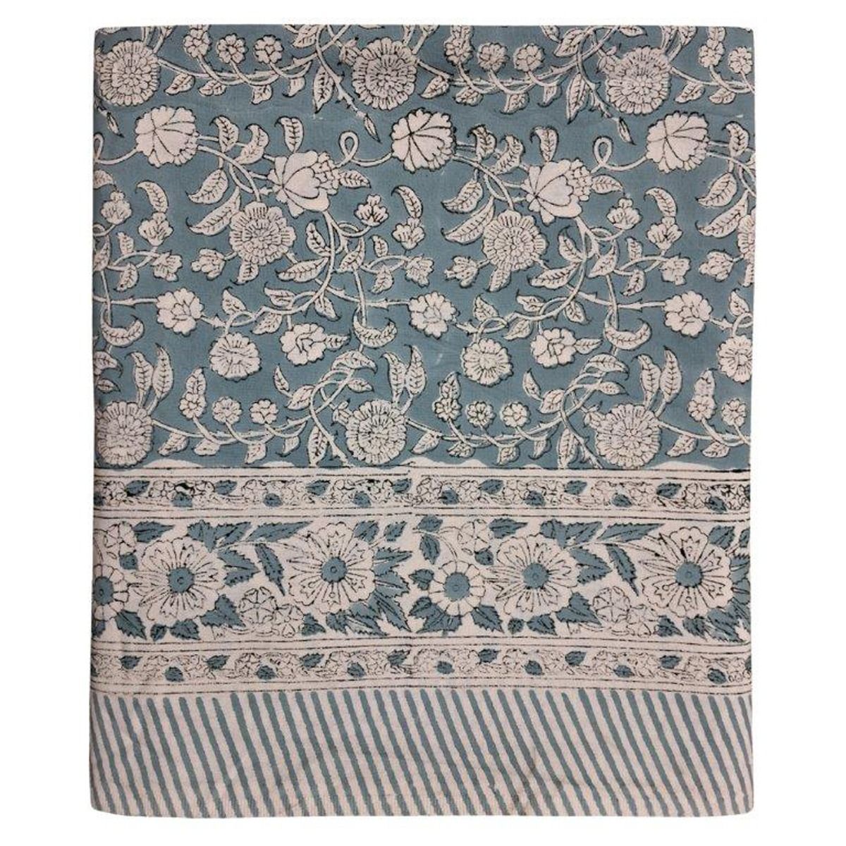 Block Print Denim & White Large Tablecloth