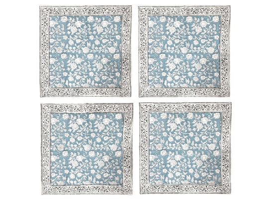 Block Print Denim & White Napkin 4 Set