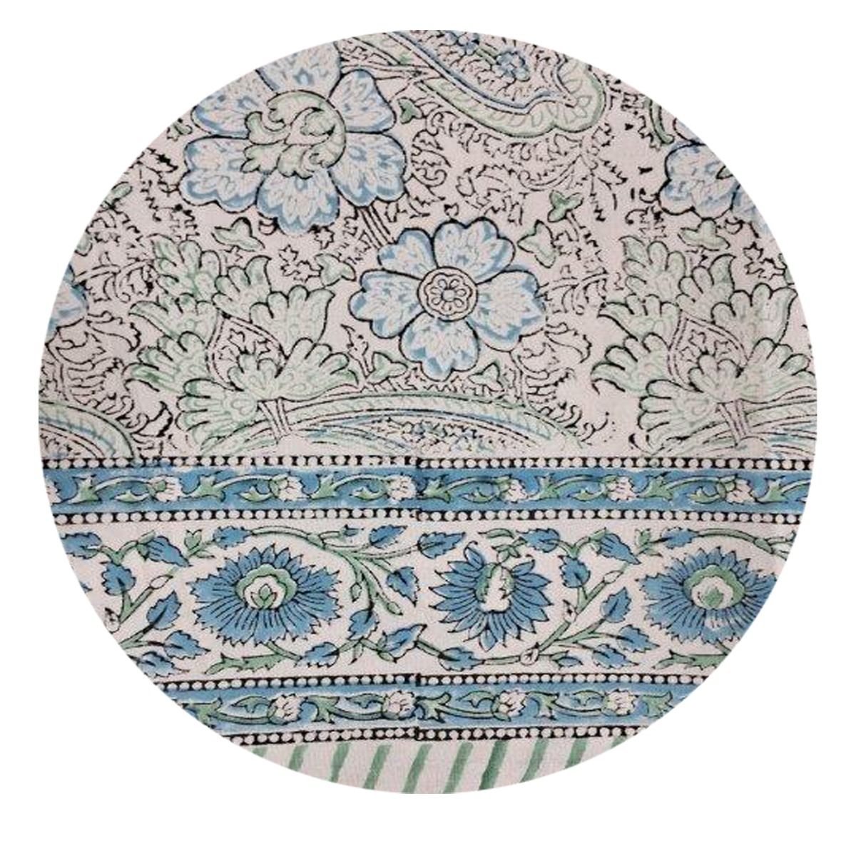 Block Print Paisley Round Tablecloth