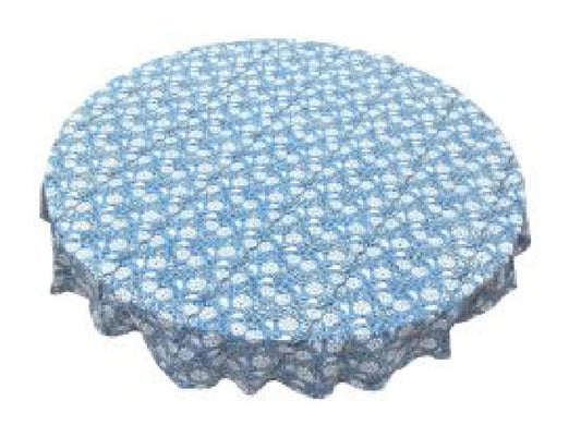 Block Print Denim Floral Round Tablecloth