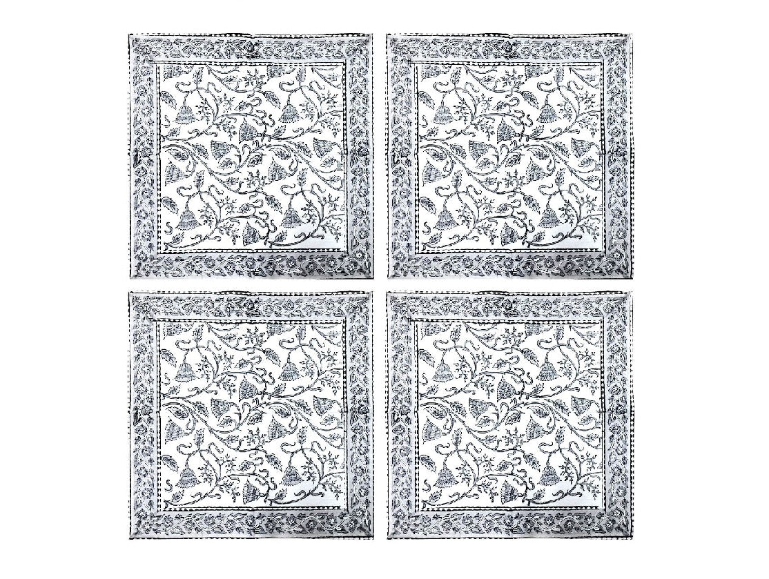 Grey & White Floral Napkin 4 Set