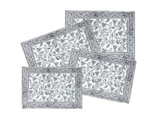 Grey & White Floral Placemats 4 Set