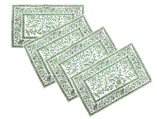 Sea Green & White Floral Placemats 4 Set
