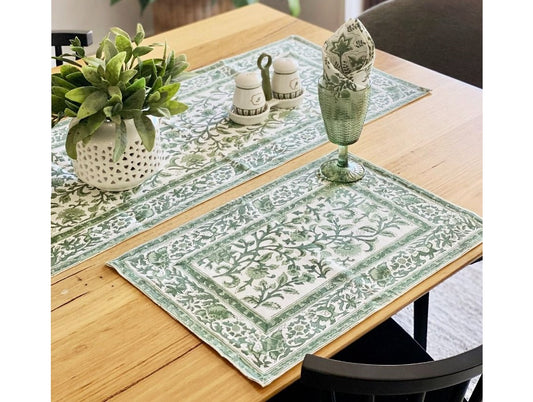Sea Green & White Floral Placemats 4 Set