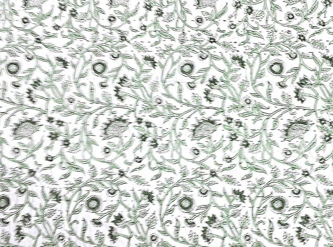 Milky Fern Traditional Block-Print Throw Blanket