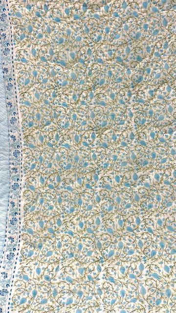 Turquoise & White 100% Cotton Reversible Quilt