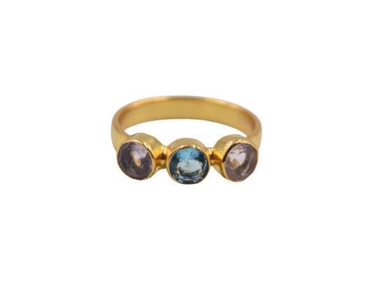 18 k Gold plated ring blue zirconia /amethyst