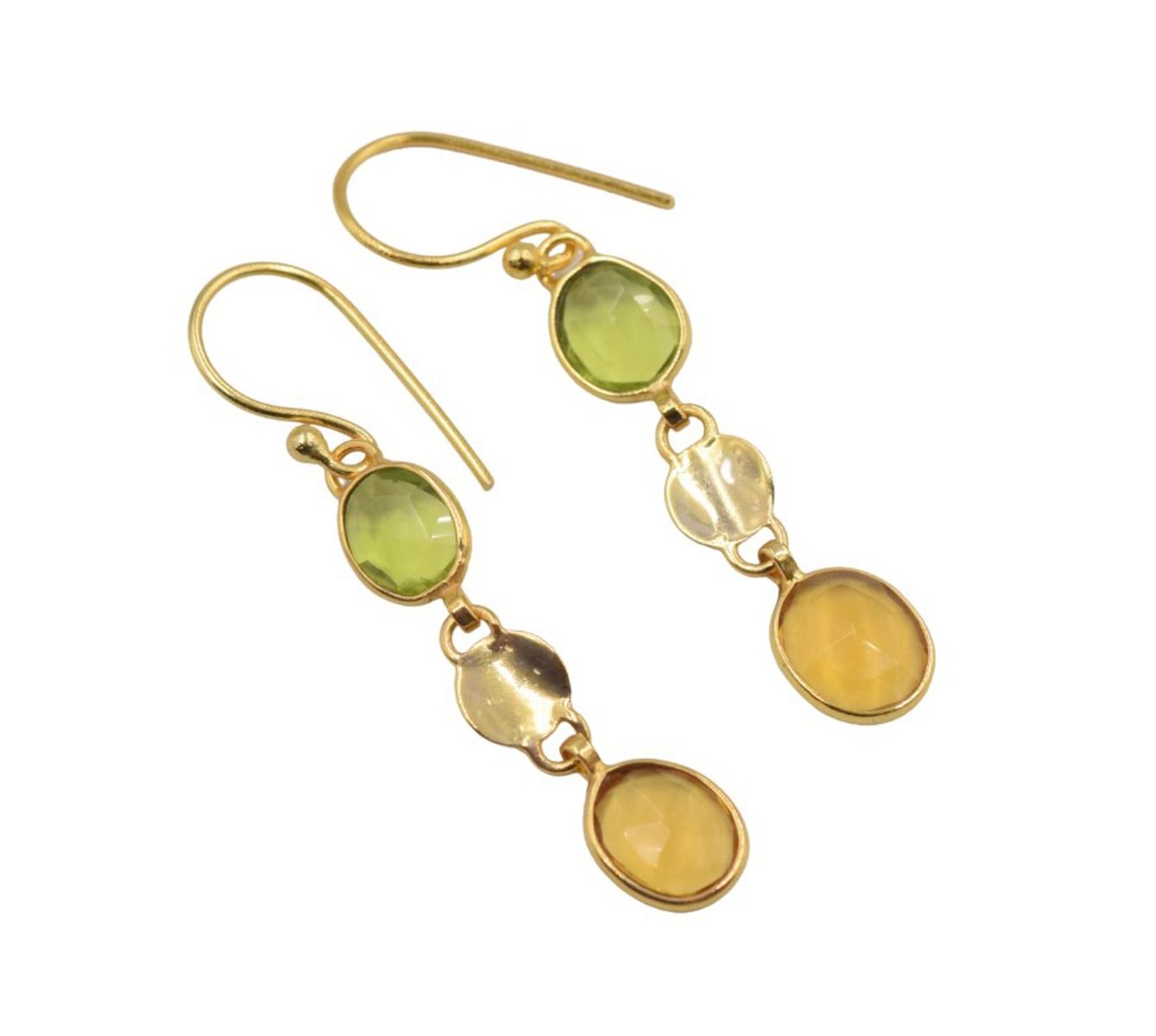 18 k Gold plated earring citrine/peridot