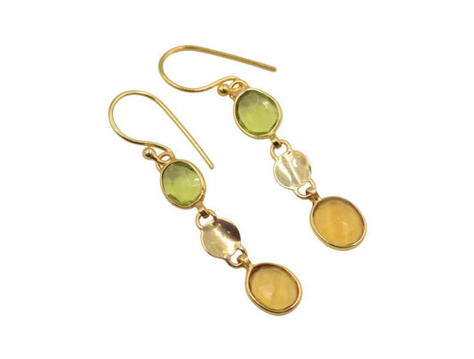 18 k Gold plated earring citrine/peridot