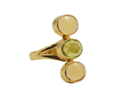 18 k Gold plated ring citrine/peridot