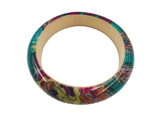 pink / green wood bangle