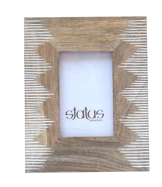 Natural Wooden Frame with Hand Carved Pattern