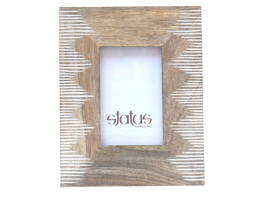 Natural Wooden Frame with Hand Carved Pattern