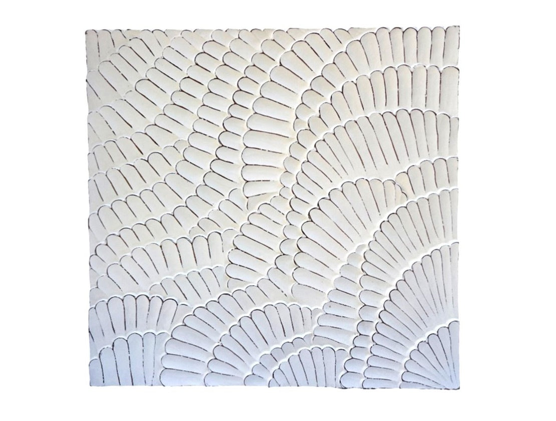 Whitewashed Hand-carved Wavy Decorative Wall Panel