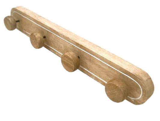 Round Wooden 4 Wall Hook with White Trim