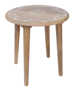 Wood table white distressed 44.5 x48 cm
