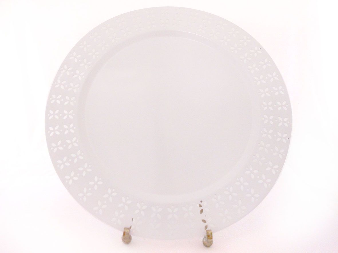Metal plate cutout edge white 41 cm