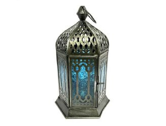 Zinc antique turquoise lantern