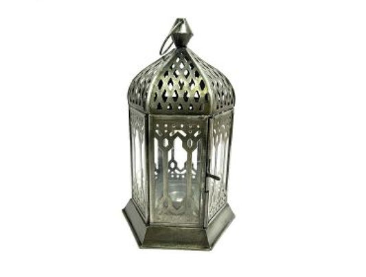 Zinc antique clear glass lantern