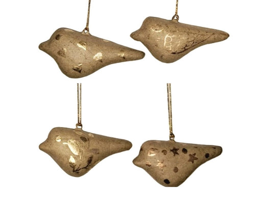 Set of 4 Hand Painted Papier Mache Bird Hangings - SALE!