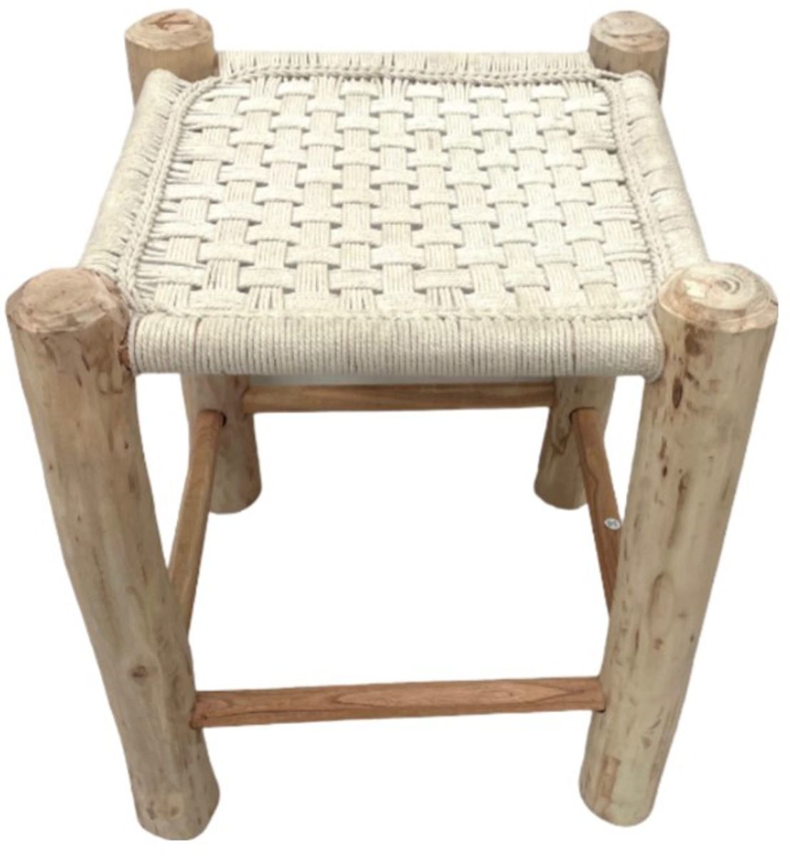 Hand-crafted Thick Weave White Jute Stool