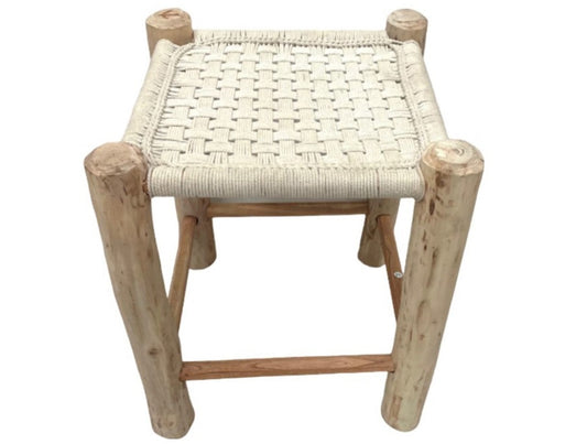 Hand-crafted Thick Weave White Jute Stool
