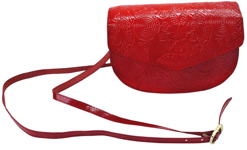 Red Leather Embossed HandBag