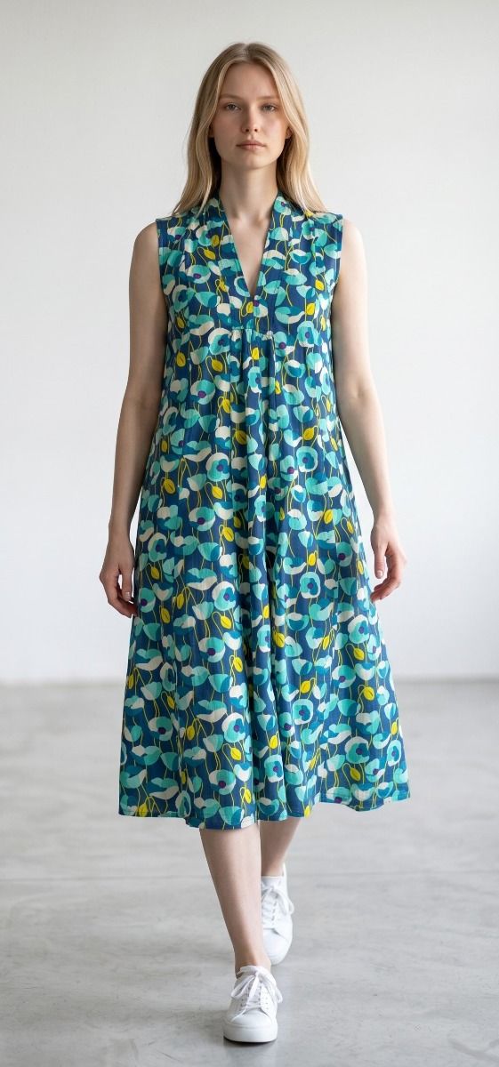 The Marsha Sleeveless Dress in Aegean Poppy - L/XL