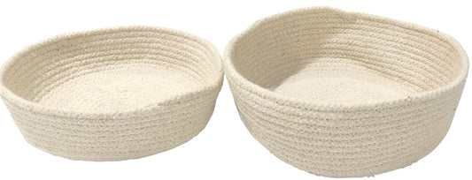 Set of 2 Cream Cotton Storage Baskets